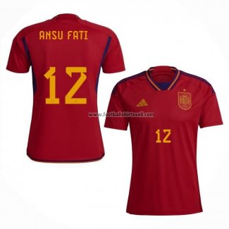 Shirt Spain Player Ansu Fati Home 2022